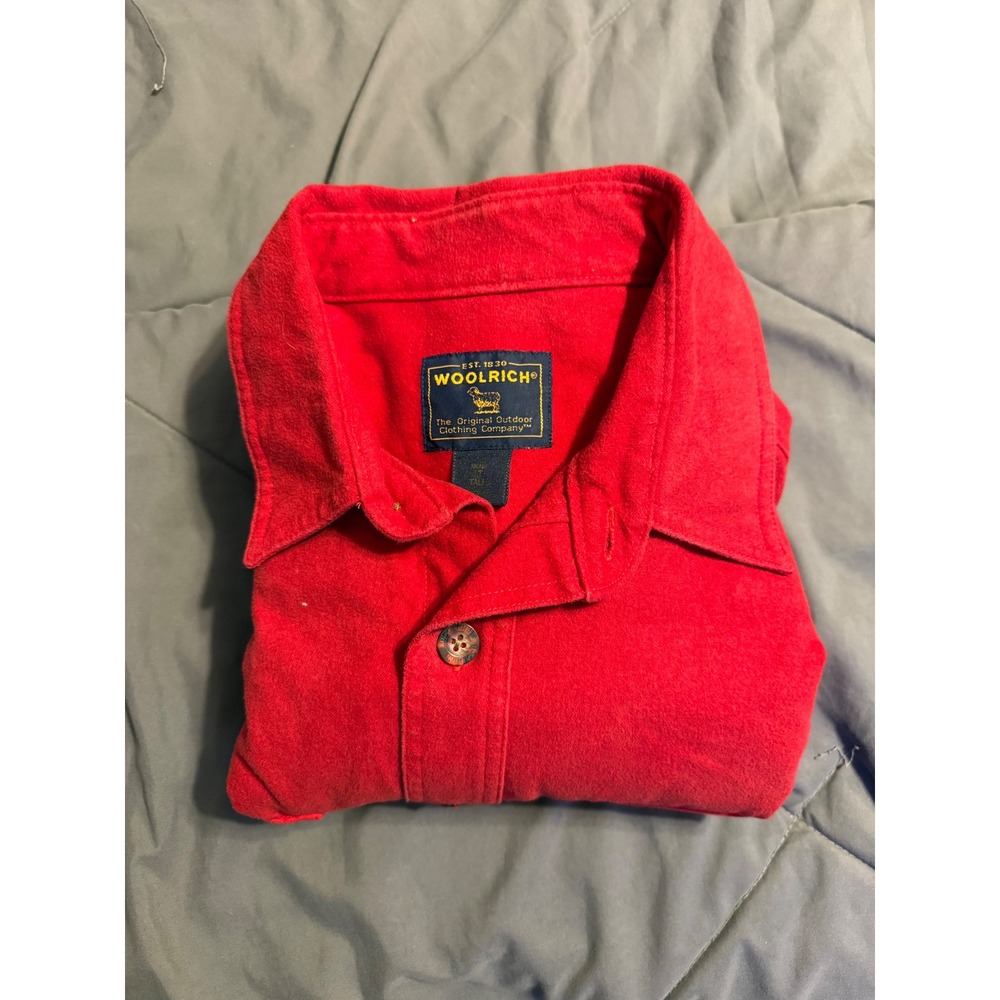 Woolrich Mens Red Cotton Chamois Button Down Shirt 6460‎ Size LT Tall